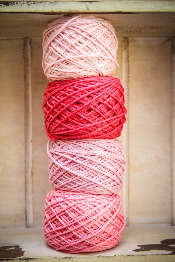 Items similar to Soft Organic Cotton DK crochet yarn in different pinks, very soft and durable