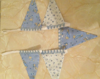 Baby boy fabric bunting 5 flags