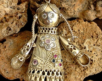 Articulated Sterling Raggedy Anne Pendant