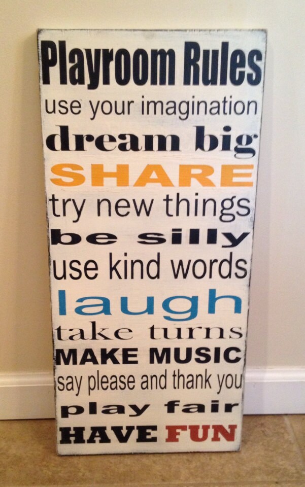 Playroom Rules sign wood wall art