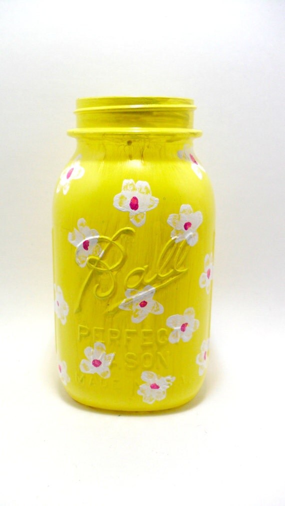 Painted Mason Jar Decorated Jar Yellow Mason Jar House