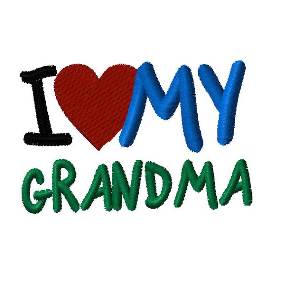 I heart love My Grandma Machine Embroidery Design formats: