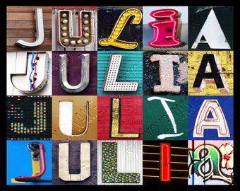 julia name poster featuring personalized showcased typography letters signs decor custom
