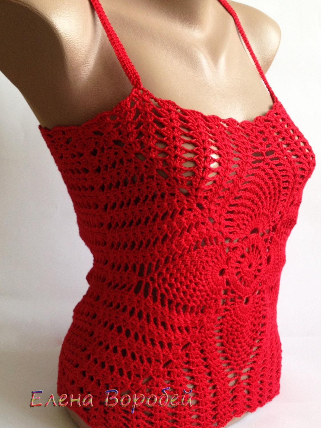 Top Flame sexy crochet top red crochet top by ElenaVorobey on Etsy