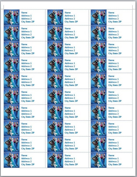Items similar to Disney Frozen Cast Address Labels Anna Elsa Olaf