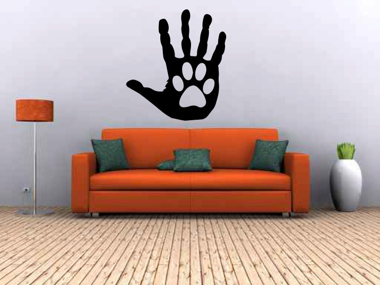 Hand and Paw Print Vinyl Wall Decal by LuckyLabradorsDecals