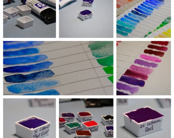 The Blues (and Purples) - Hand-Poured Half Pans of Fine Art Watercolor Paint by Daniel Smith (You cho