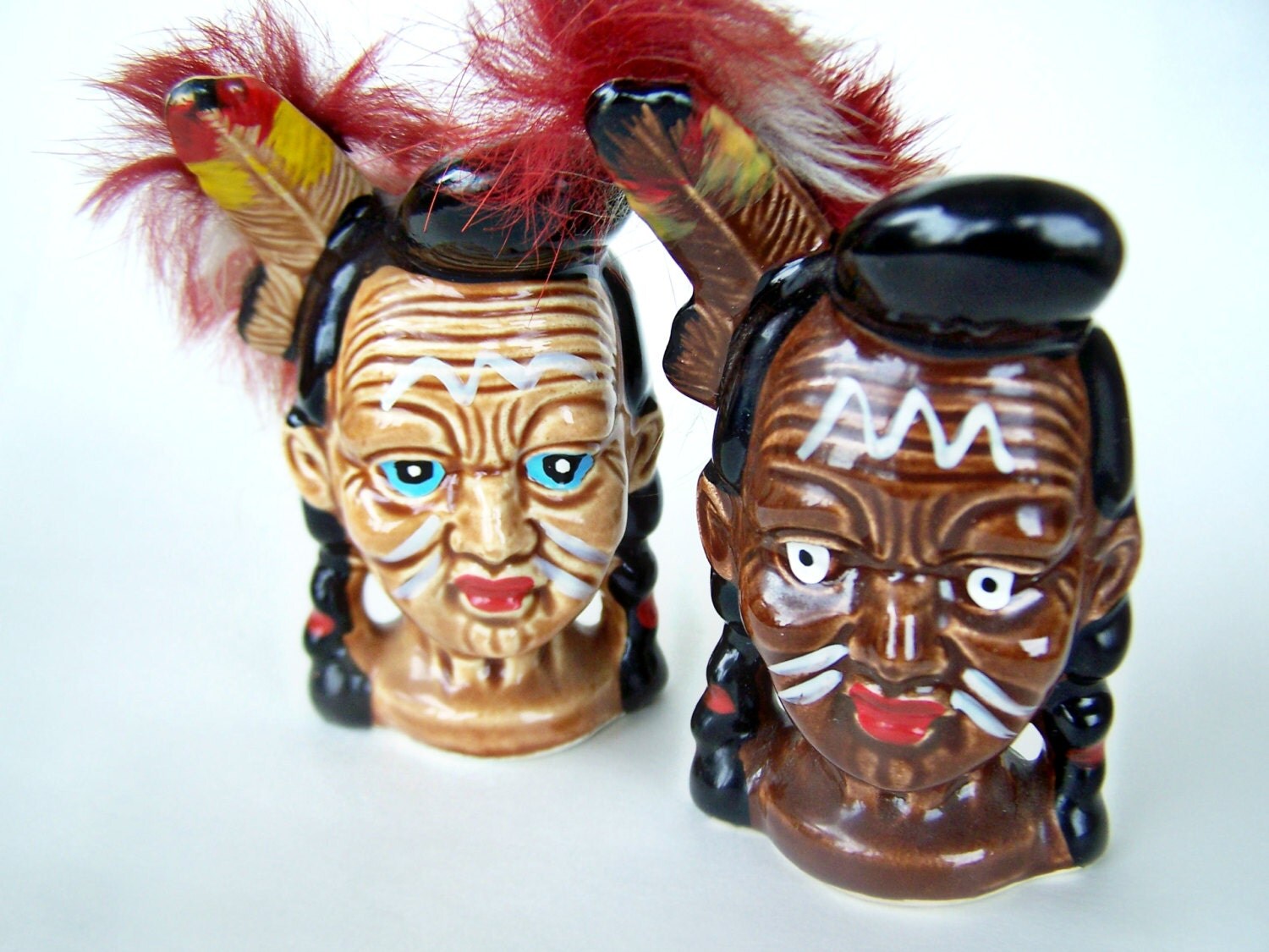 Vintage Salt and Pepper Shaker Indian Head Shakers with