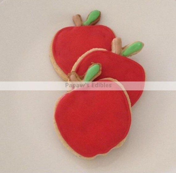 One Dozen Apple Shaped Sugar Cookies