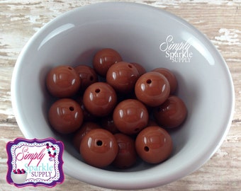 Caramel Brown 20mm wholesale lot 50 or 100 chunky bubblegum beads necklace bracelet supplies