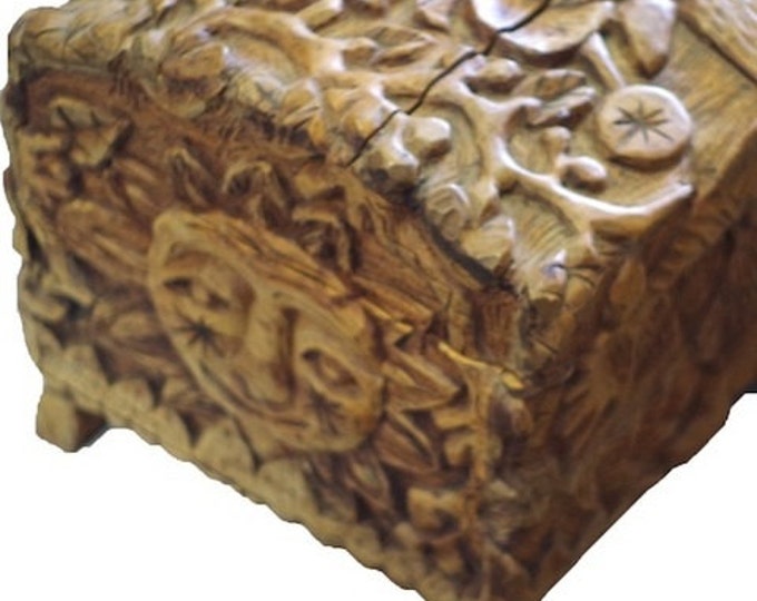 Storewide 25% Off SALE WOW... Absolutely Beautifully Hand Carved Vintage Trunk with Intricate Detail Work (Show Stopper!)