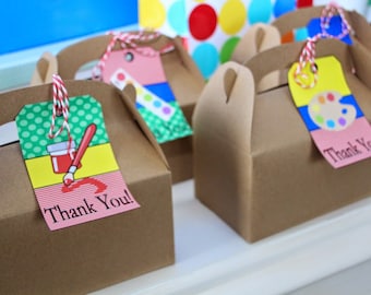 Art Party Favor Tags, Instant Download, Coordinating items are available for purchase, artist party, paint party, children birthday, DIY