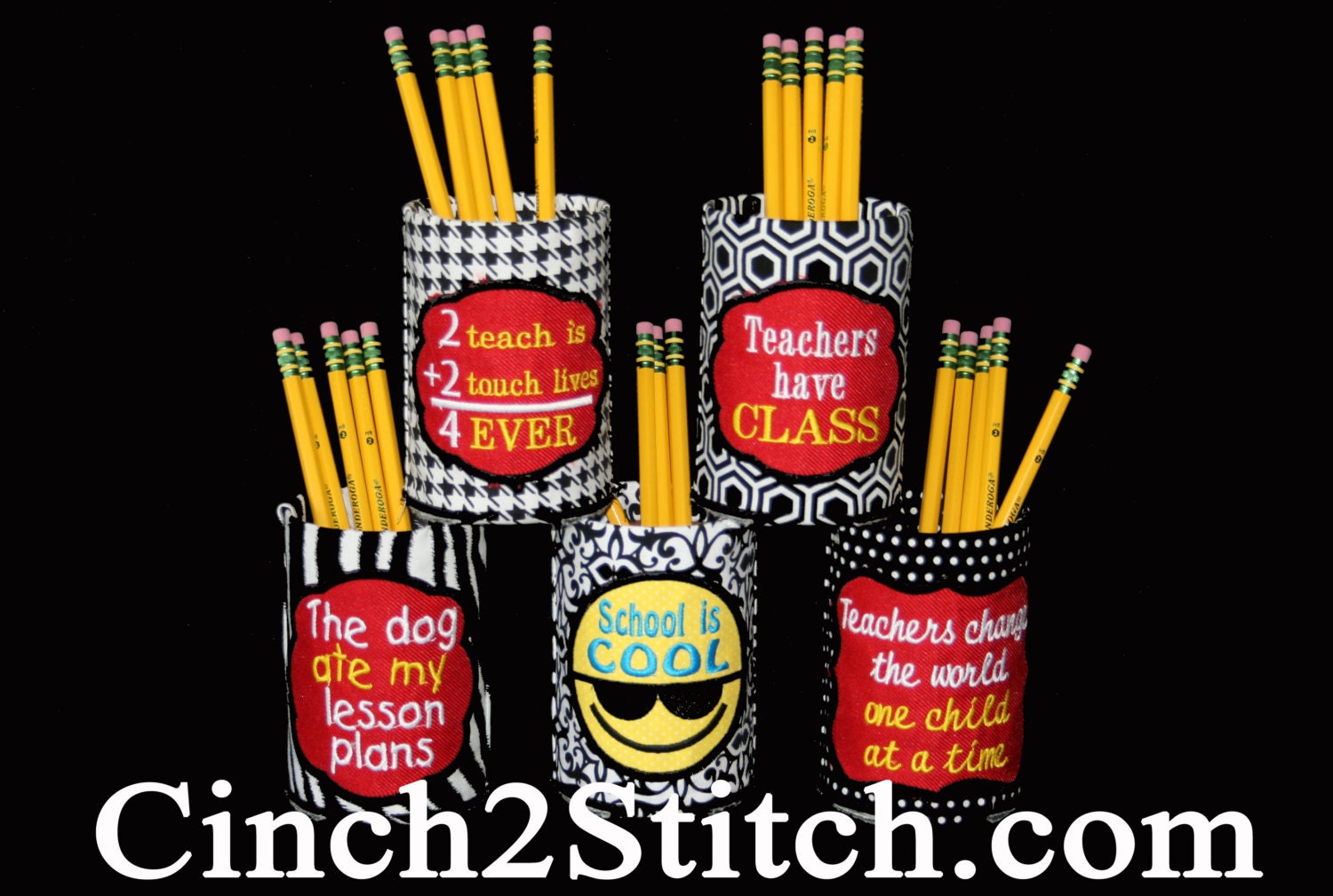 Teacher Pen / Pencil Holder Gifts 100 In The by Cinch2Stitch