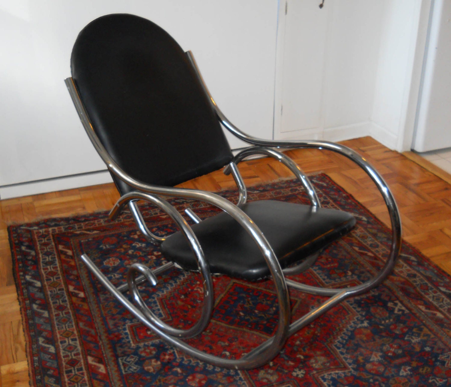 Mid Century Tubular Chrome and Leather Rocker Chair – Haute Juice