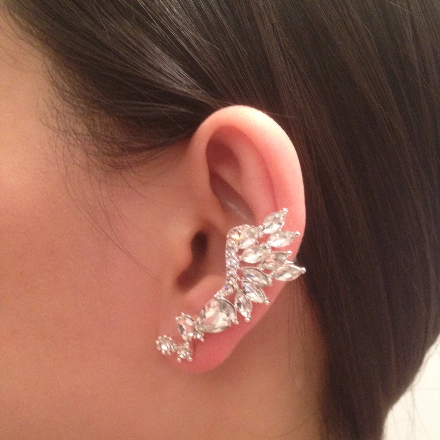 Crystal ear cuff Gold ear cuff Silver earcuff by shiningstore