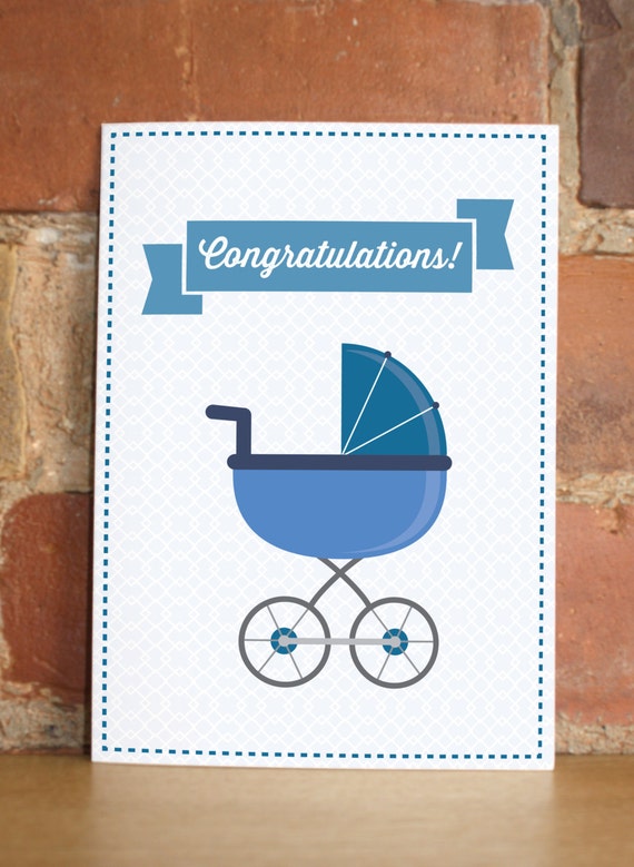 Items similar to Congratulation for baby boy printable card on Etsy