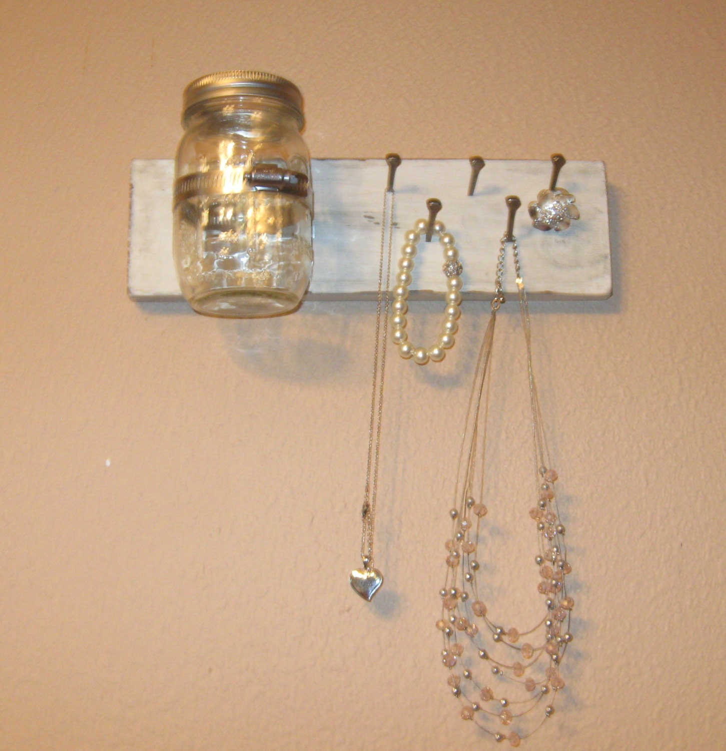 Choose your color Key holder with mason jar vase jewelry