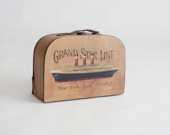 Newborn photo prop brown vintage looking Suitcase