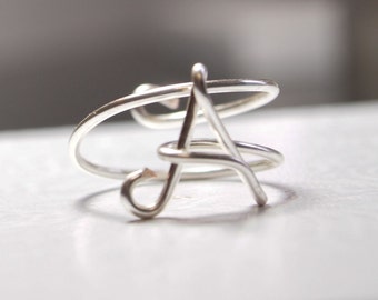 initial "A" wire wrapped ring