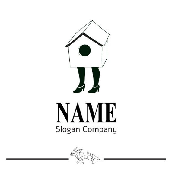 Black and White Birdhouse Logo OOAK logo Birdhouse by LogoLoft