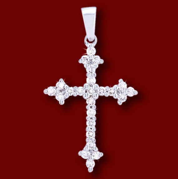 Diamonds in white gold cross pendant solid 375/1000 9K