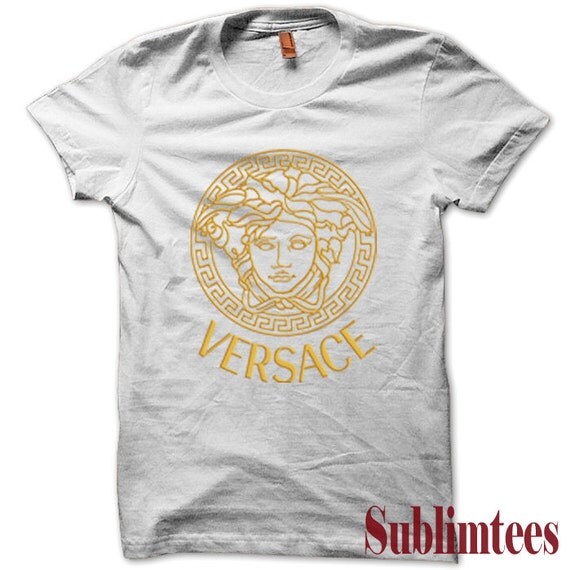 Versace Gold Logo Unisex Black & White T shirt Tee by Sublimtees