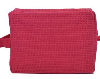 Personalized Waffle Cosmetic Bag Large Fuchsia with FREE Personalization & FREE SHIPPING ww-fuchsia