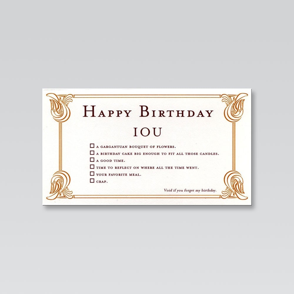 Printable IOU Cards