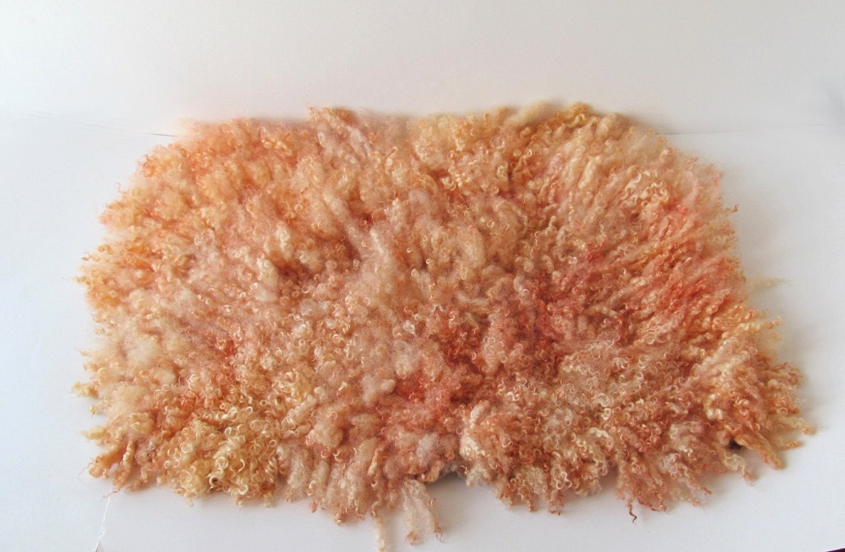 Flokati Large Fluffy Felt Fur Rug Peach Fleece Real Pure Wool