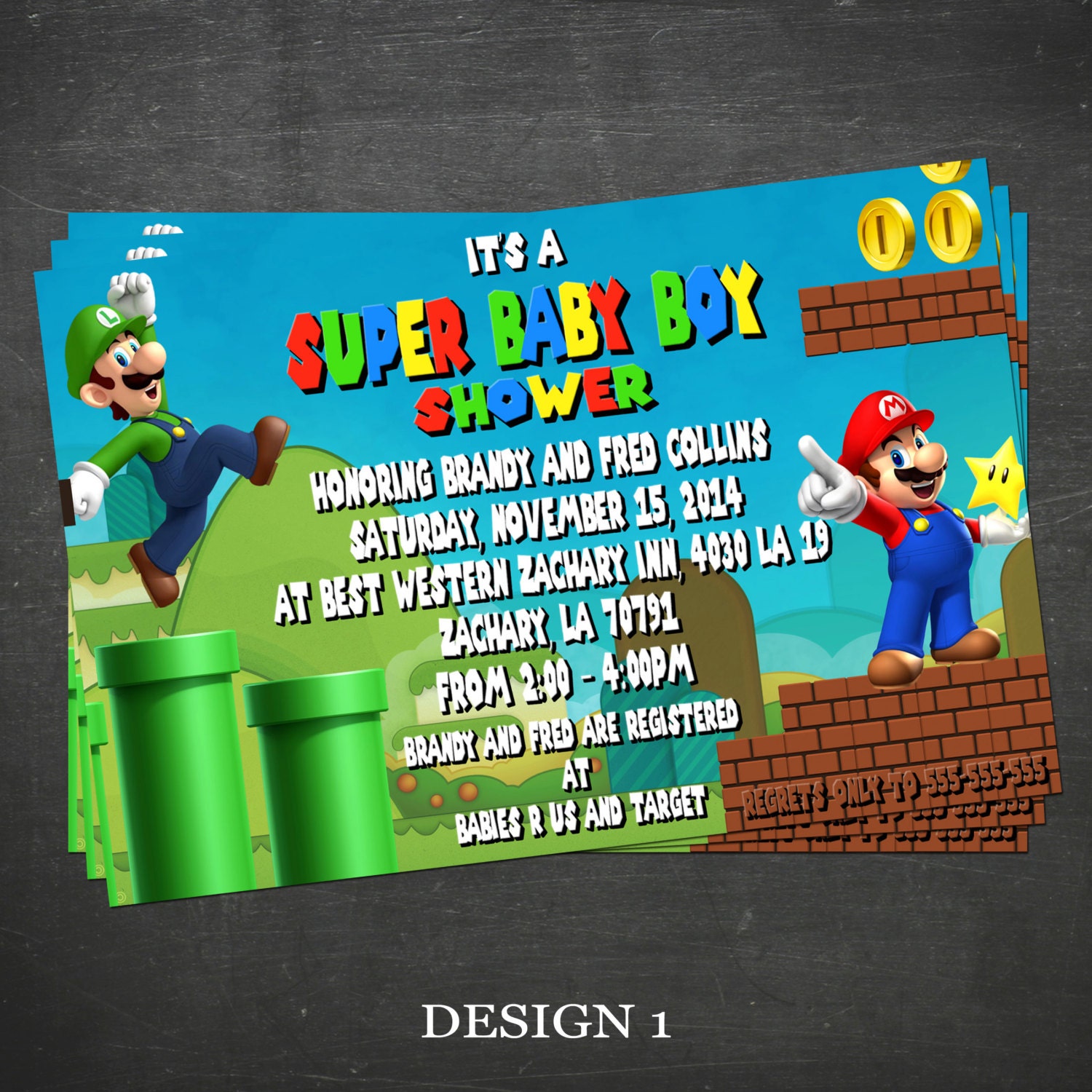 Super Mario Baby Shower Invite