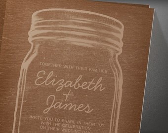 Brown Vintage Mason Jar Wedding invites