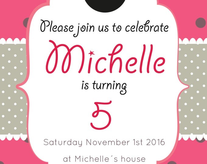 Minnie Birthday invitation. Minnie Mouse inspired invite. Printable.