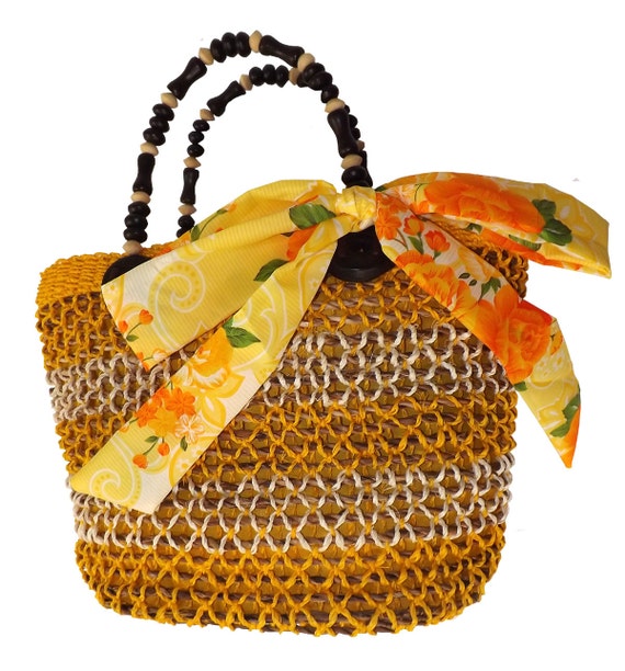 Sunglow Yellow Abaca Weave Handbag