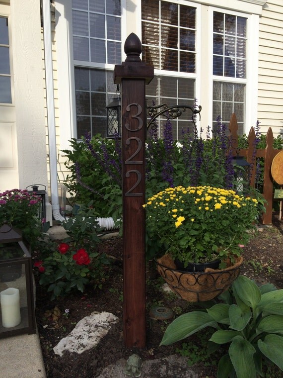 Solid Wood Outdoor Address Post by OneBluBalloon on Etsy