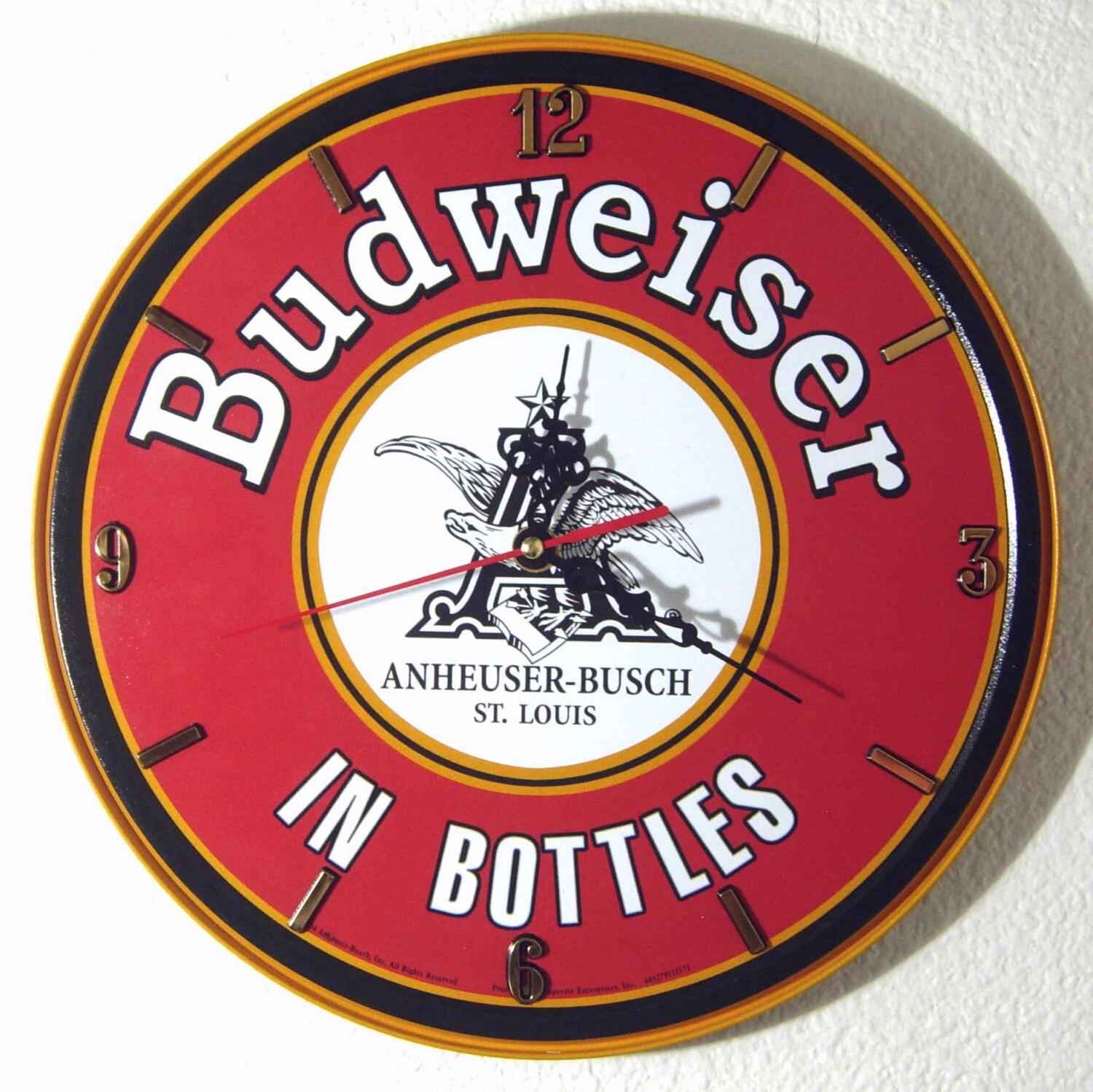 Budweiser Wall Clock 11.75 Diameter New