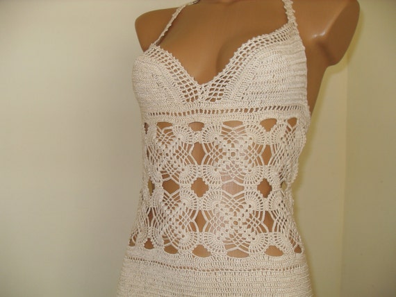 Sexy crochet dress with lace in front size 36