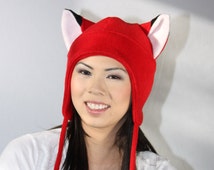 NARUTO - fox hat - fox ears - <b>Red fox</b> fleece hat - fox ears hat - il_214x170.647100667_63rk