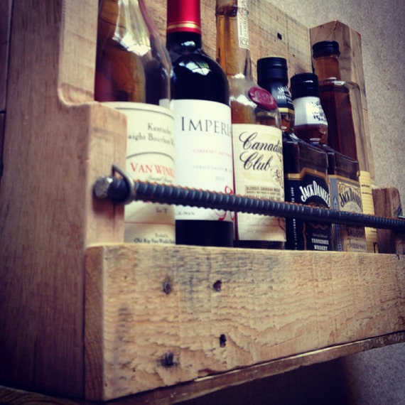 Wine Rack Made From Reclaimed Wood and Rebar