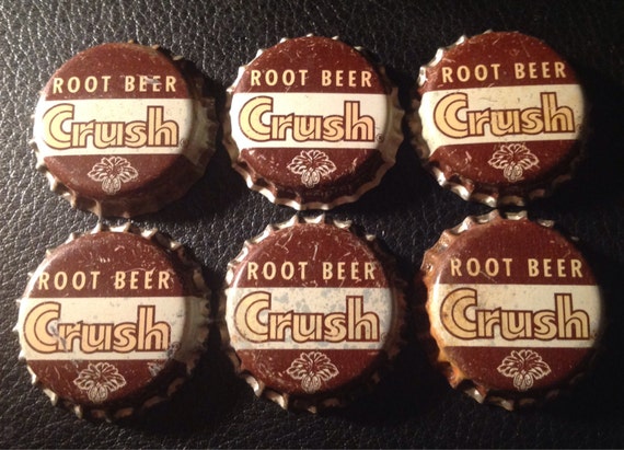 6 CRUSH ROOT BEER cork soda bottle caps by txsodajerks on Etsy