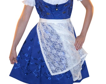 3-Piece Short Blue German Dirndl Dress 2 6 8 10 12 14 16 18 20 22 XS S M L XL