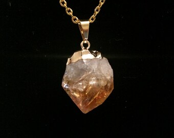 Raw Citrine Pendant - Crystal Citrine Point Pendant - Healing Crystal Necklace - Citrine Necklace- Brazilian Citrine Pendant - chakra