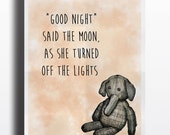 Elephant Nursery Print. color editable, quote