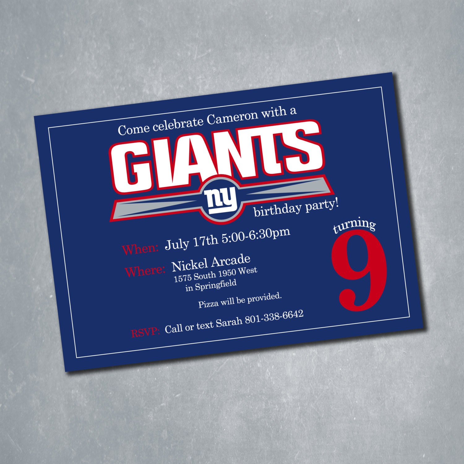 New York Giants Digital Birthday Invitation. NFL by MeghansView