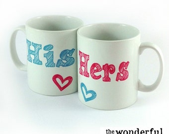 His and Hers Two Mug Set - Perfect Wedding Gift for Bride and Groom or Anniversary Present
