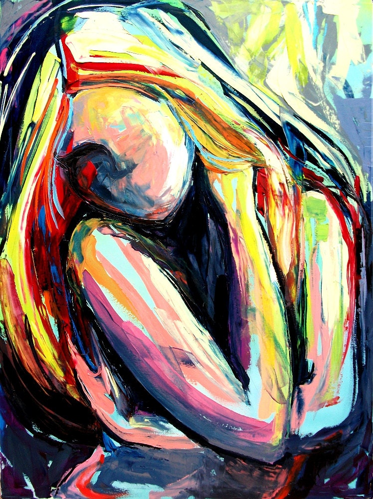 Abstract Nude print colorful art by Aja Femme 320 9x12 and 