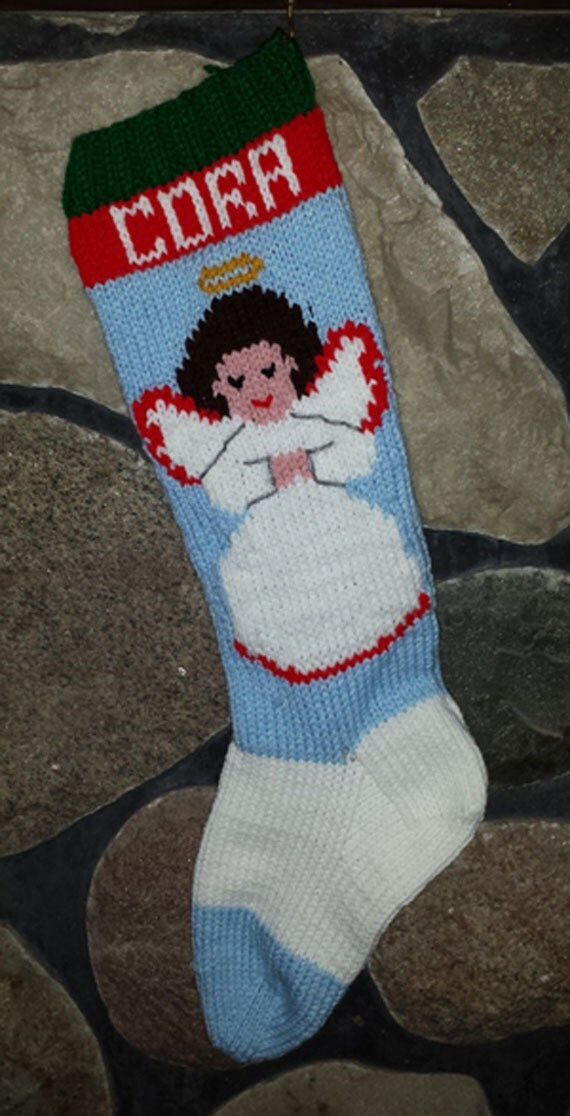 Hand Knitted Christmas Stocking Classic Angel