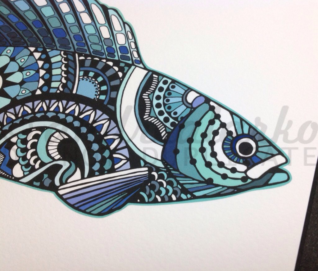 Limited Edition Grayling Zentangle Fish Art Gicleé Print