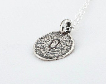 Initial O Handstamped Sterling Silver Pendant and Necklace - with Gift Box