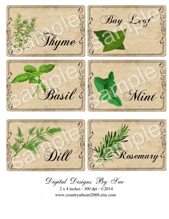 items similar to instant download herb tags labels