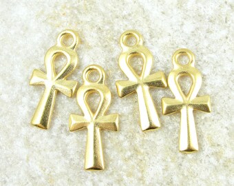 TierraCast Ankh Charms - Bright Gold Charms - Egypt Egyptian Ankh Tierra Cast Gold Ankh (P875G)